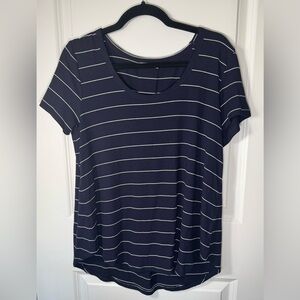 Rag Poets Navy Striped Women's Top